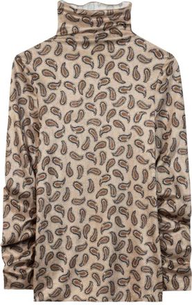 Luisa Cerano Camiseta de cuello alto estampada - Knitwear - Mujer - Beige - XL