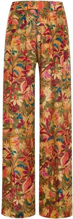 Momoni Broeken, Dames, Oranje, M, Zijden Bloemen Palazzo Broek