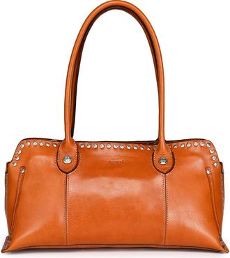 OLD TREND Soul Genuine Leather Studded Structured Shoulder Bag in Caramel at Nordstrom