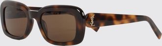 Saint Laurent Occhiali da sole rettangolari tartarugati con monogramma YSL