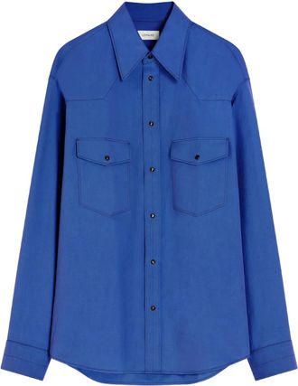 Christophe Lemaire Overhemd met borstzak en detail - Blauw