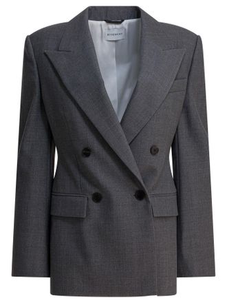 Givenchy Womens Double-breasted Wool Blazer - Grey - Size EU 38 (Womens)
