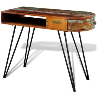 Berkfield Home Reclaimed Solid Wood Desk with Iron Pin Legs