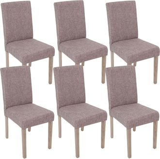 Hhg Lote De 6 Sillas De Comedor Littau, Silla Silla De Cocina, Textil, Gris, Patas Estructura - Roble