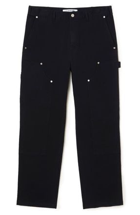 Lacoste Straight Fit Stretch Carpenter Pants in 031 Noir at Nordstrom, Size 33
