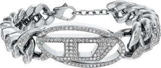 Diesel Stainless steel Oval D glitz chain bracelet - Bracelets - Unisex - Silver