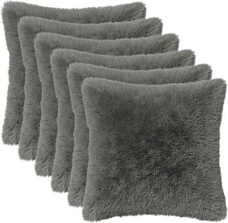 vidaXL Funda De Almohada 6 Pcs Heerlen Gris Claro 30 X 30 Cm Fleece Pv Vidaxl