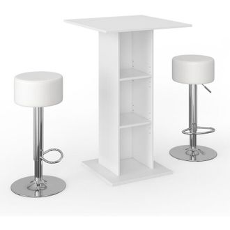 Vicco Tavolo bar con sgabelli Rodeo, Bianco, 70 x 70 cm con 2 sgabelli da bar Vicco