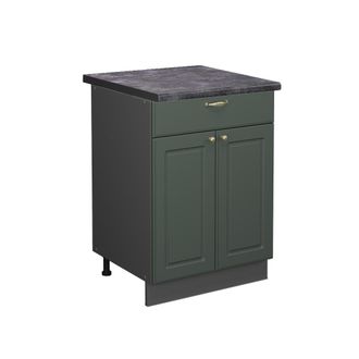 Vicco Mueble Bajo De Cocina Fame-line, Verde Dorado Casa De Campo, 60 Cm Con Caj&oacute;n, Et Antracita Vicco