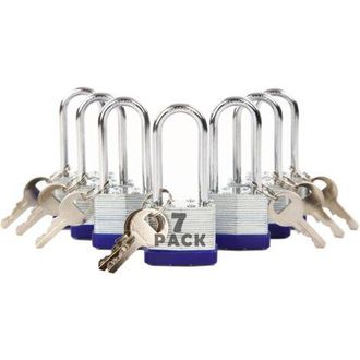 OEM Candados Con Llave Maestra, Juego De 7 Con 14 Llaves, Grillete Extralargo, Cuerpo Robusto De Acero Laminado De 40 Mm (1-9/16), Inoxidable, Para Armari