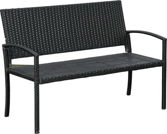 STILVORA Banco De Jard&iacute;n 2 Plazas Con Respaldo, Estructura Estable, Resistente A Uv E Intemperie, Acero Negro