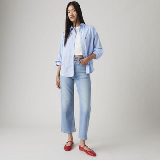 Levi's Ribcage Straight Ankle Cotton Linen Jeans - Womens - 23X27 - Blue