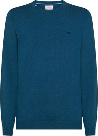 Sun 68 Sweater Basic L/S - Heren - Ronde hals truien - Blauw - 2XL - Katoen - Truien & Vesten
