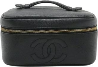 Chanel Pre-owned Vintage Vanity Bag - Dames - Vintage Handtas - Zwart - ONE Size - Leer - Vintage