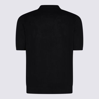 Eleventy Cotton Knit Polo - Black