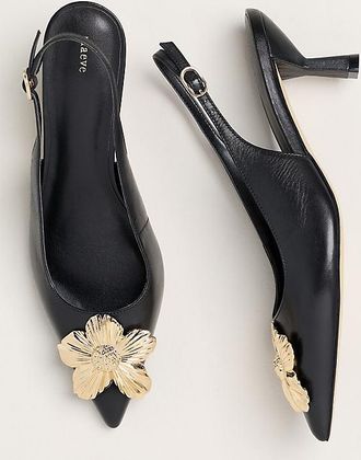 Maeve Flower Hardware Detail Slingback Heels