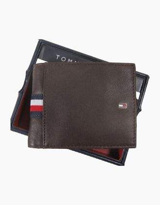 Tommy Hilfiger Mens Tommy Hilfiger Mens Wallet Bifold Genuine Leather Gift Box - Brown