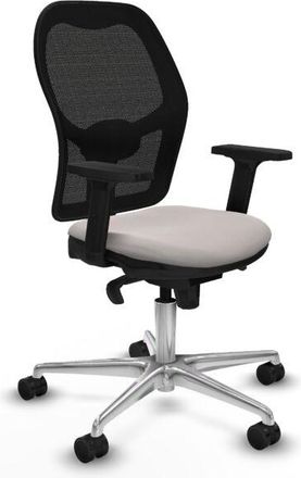 Piqueras y Crespo Piqueras Y Crespo - Jorquera Sincro Malla Negra Similpiel Blanco Brazos 2d Base Aluminio Ruedas 65mm Nailon