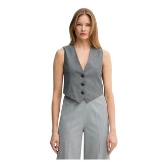 Gaud&igrave; V-neck Button Vest - Dames - Pakken - Grijs - Maat: XL Leer