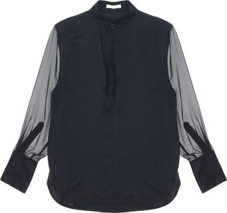 Helmut Lang silk sheer-paneled shirt - Black