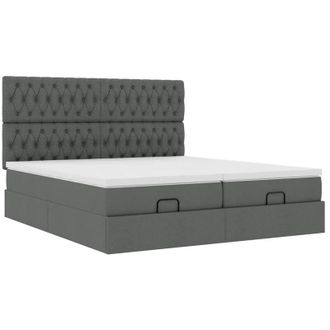 vidaXL Vidaxl - Estructura Cama Otomana Colchones Tela Gris Oscuro 200x200cm