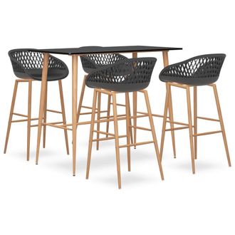 vidaXL Set Da Bar 5 Pz Nero E Grigio - Vidaxl