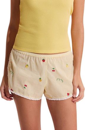 Etam Brisa Cotton Pajama Shorts in Sharp Yellow at Nordstrom, Size X-Small