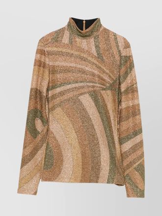 Pucci high neck long sleeve abstract print top