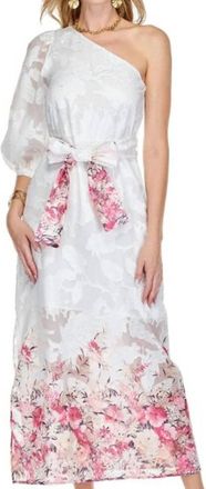 Jade Yoga One Shoulder Column Dress In Summer Blooms