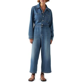 Levi's Iconic Long Sleeve Wide Leg Denim Jumpsuit in Stop Flaxing Jumpsuit at Nordstrom Rack, Size Small