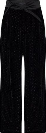 Emporio Armani Fluwelen Broek met Lurex Garen - Dames - Wijde Broeken - Zwart - XS - Satijn - Broeken