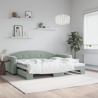 vidaXL Sof&aacute; Cama Nido Terciopelo Gris Claro 90x200 Cm Vidaxl