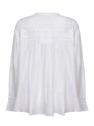 Isabel Marant Womens Gathered Voile Blouse White Cotton Shirt