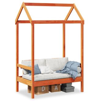 vidaXL Vidaxl - Banco Con Techo Madera Maciza Pino Marr&oacute;n Cera 117,5x70x176,5cm