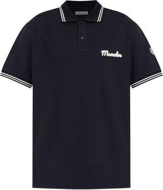 Moncler BRANDED COTTON POLO SHIRT Size: M, colour: NAVY
