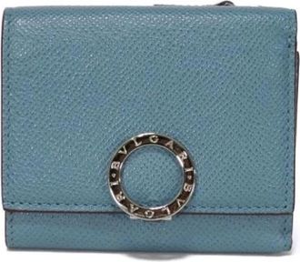Bulgari Pre-owned Wallets, male, Blue, Size: ONE SIZE Pre-owned Clip Compact Wallet