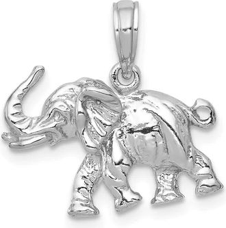 Diamond2Deal 14k White Gold Polished 3-D Elephant Pendant