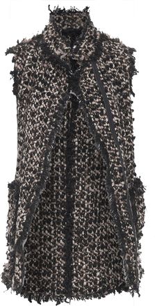 Lanvin 2012 Beige Black Wool Blend Boucle Tweed Vest