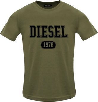 Diesel Heren Diepe Diepten Varsity Logo T-Shirt (Olijfgroen)