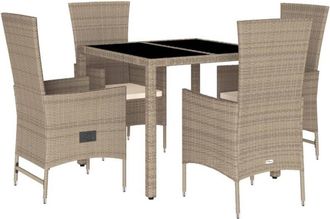 vidaXL Set Comedor De Jard&iacute;n 5 Pzas Con Cojines Rat&aacute;n Sint&eacute;tico Beige Vidaxl