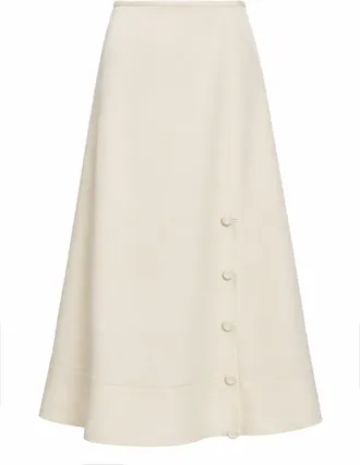 Jil Sander Beige Solid Flared Midi Skirt