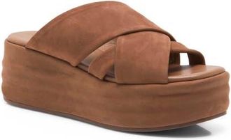 Free People Wanderbay Platform Wedge Slide Sandal in Latte at Nordstrom, Size 9.5