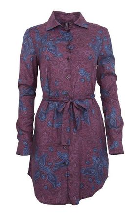 Lords of Harlech Dorethy Stretch Viscose Shirt Dress in Montgat Paisley Plum at Nordstrom, Size Xx-Large