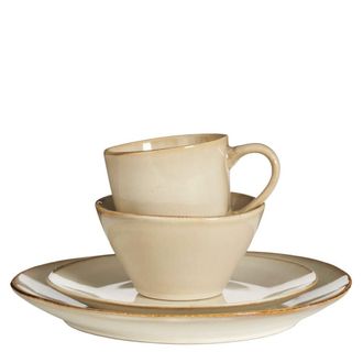 MiCa Decorations Vajilla de 16 piezas de gres beige
