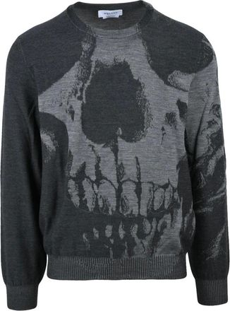 Alexander McQueen Alexander McQueen, Round-neck Knitwear, male, Gray, Size: XL Maglioncino Girocollo