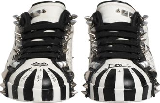 Dolce & Gabbana Black White Studded Low Top Sneakers Mens Shoes (Pre-Owned)