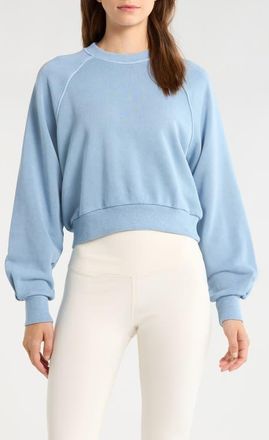 Beyond Yoga Fade Out Crop Sweatshirt in Washed After Dark Navy at Nordstrom, Size X-Large