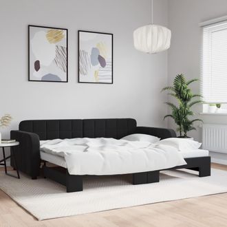 vidaXL Sof&aacute; Cama Nido Terciopelo Negro 90x190 Cm Vidaxl
