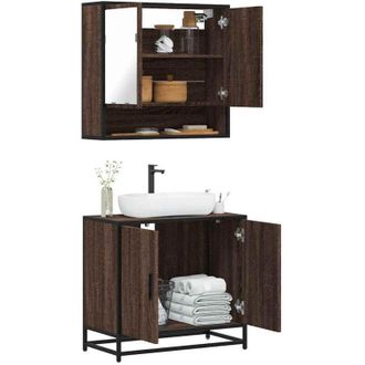 vidaXL Set De Muebles Ba&ntilde;o 2 Pzas Madera Contrachapada Marr&oacute;n Roble Vidaxl