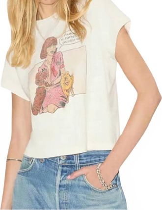 Re/Done Puppies Are A Girls Best Friend Boxy Tee In White